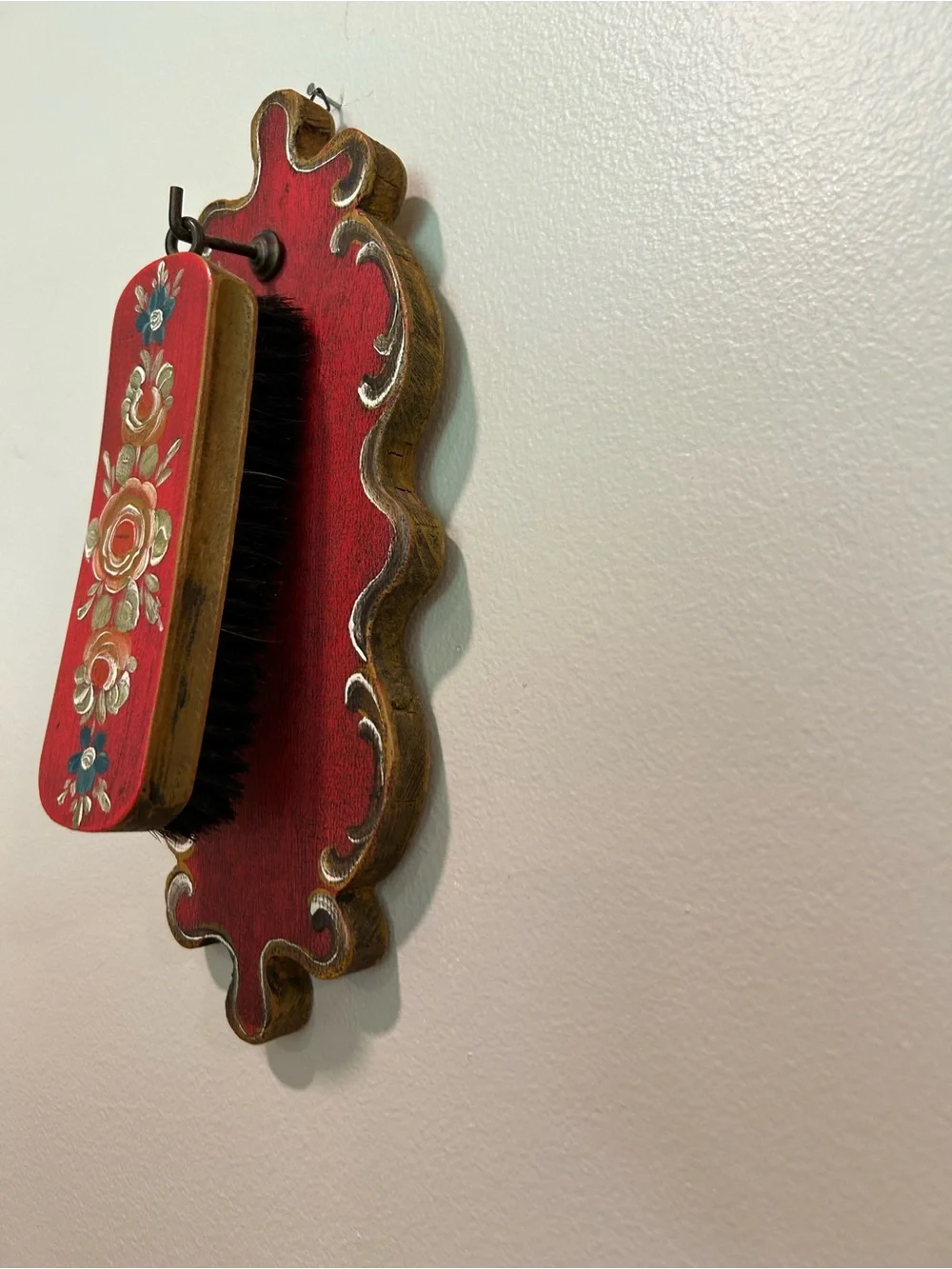 Hand-Painted Red Floral Wood Wall Decor